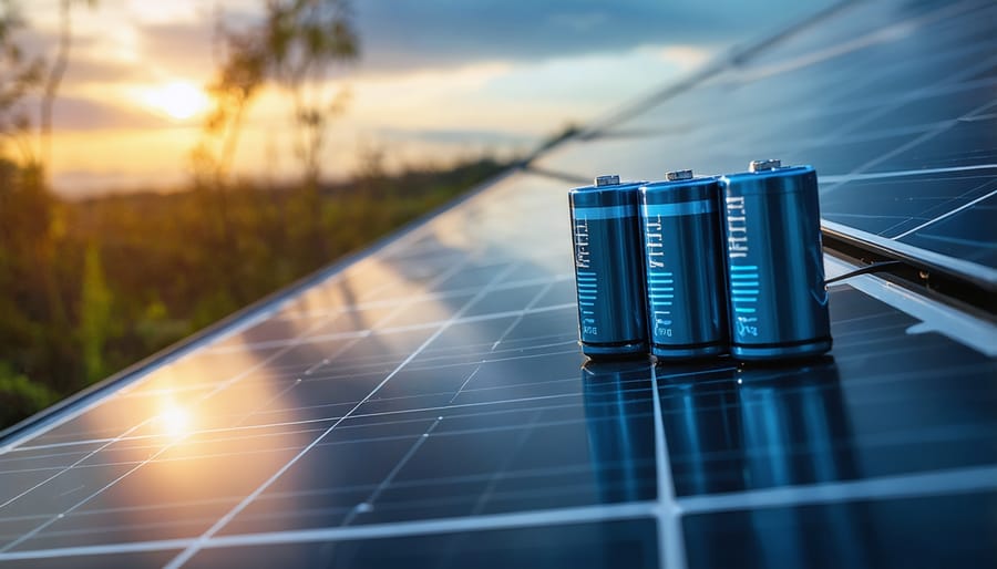 Close-up of multimeter testing battery voltage at terminals