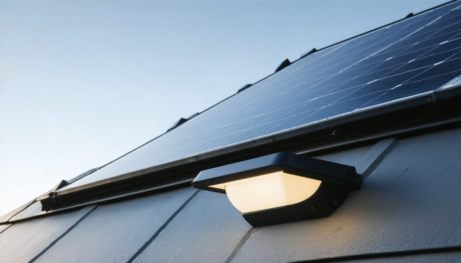 Overhead view of essential tools for solar light repair including screwdrivers, multimeter, and replacement batteries