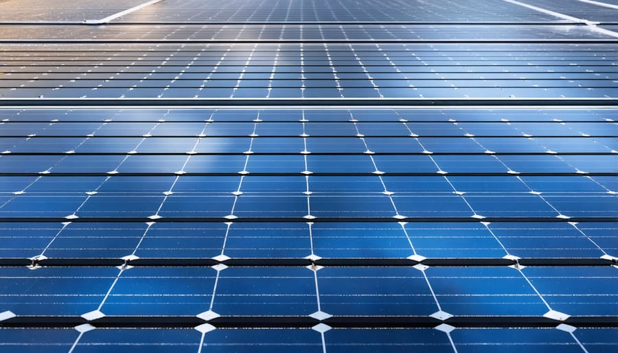 Glazed solar pool heater panels with transparent covers mounted on residential roof