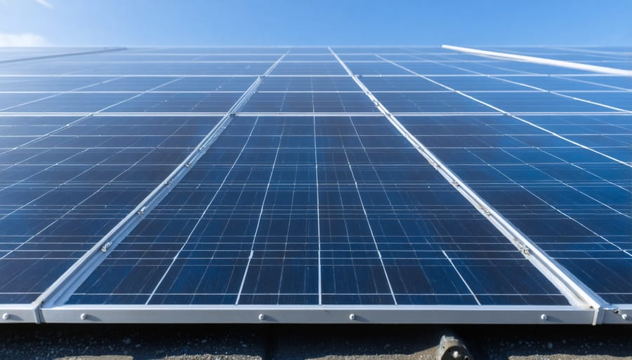 Homeowner and contractor reviewing solar installation permits and paperwork outdoors