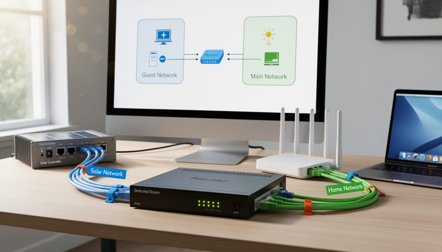 WiFi router with network connections for isolated solar system monitoring