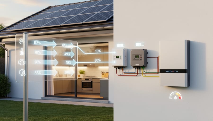 Person holding portable solar inverter with camping equipment in background