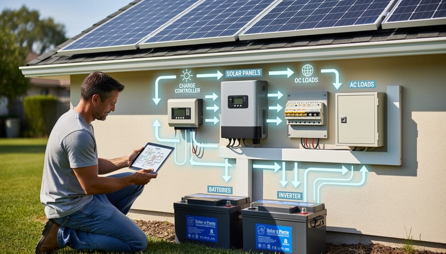 Close-up view of residential solar panels installed on a rooftop