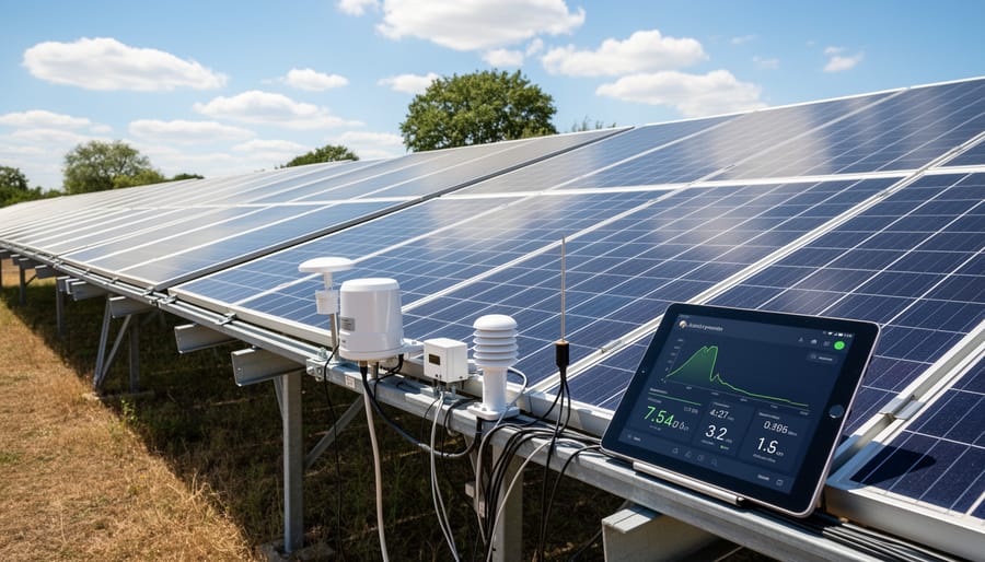 Residential solar panels catching golden sunlight from a low angle along the array
