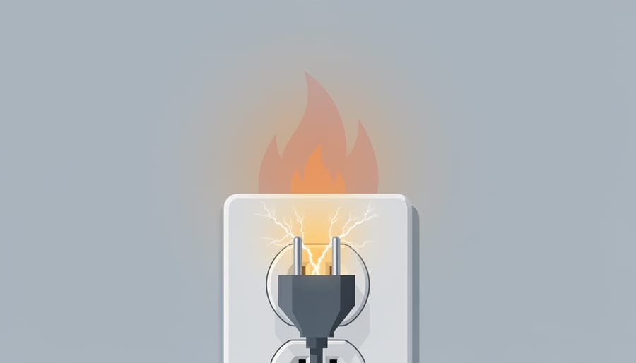 Conceptual depiction of electrical arcing near a solar connection area