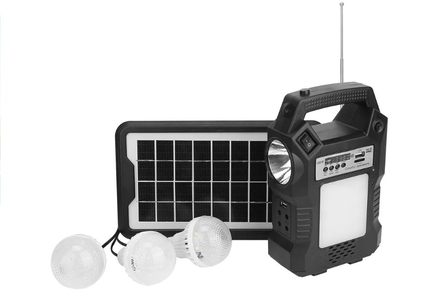 Portable Solar Power Station with Flashlight and 3 Lighting Bulbs