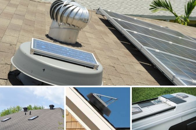 4 different solar powered attic fans