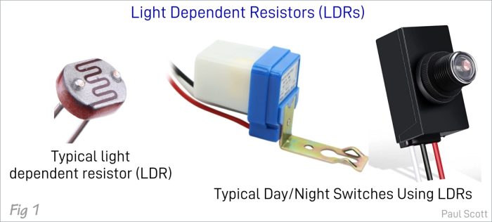 light dependent resistor and day night switches