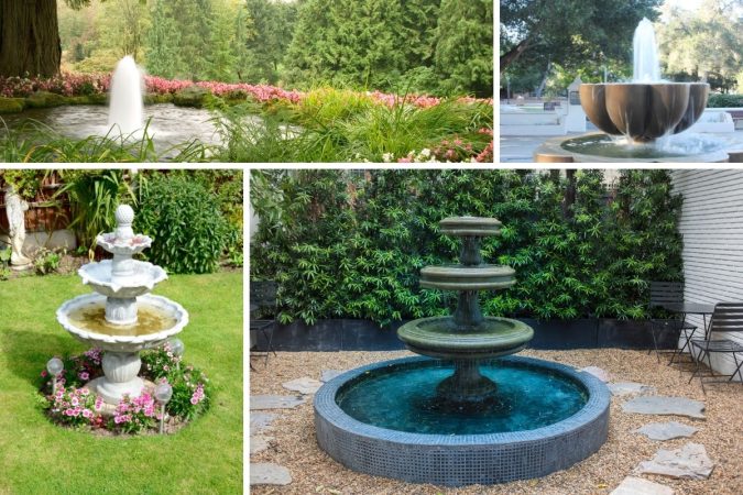 4 different outdoor water fountains