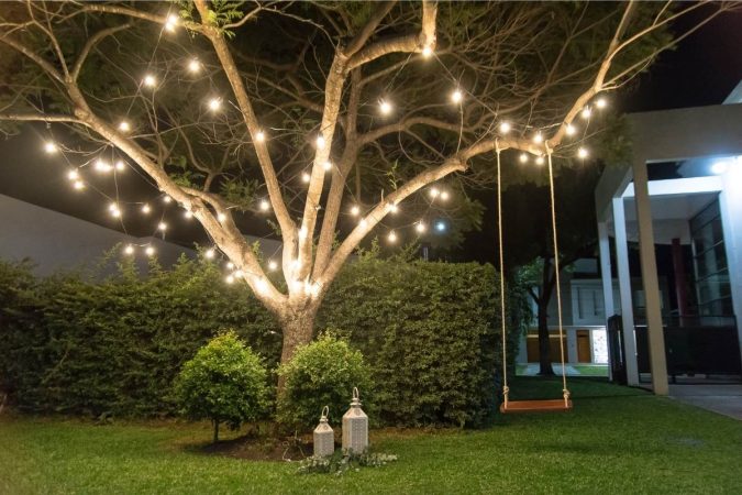 Solar String Lights to a Tree