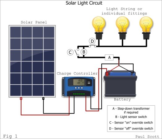 Solar Lights System Layout Circuit