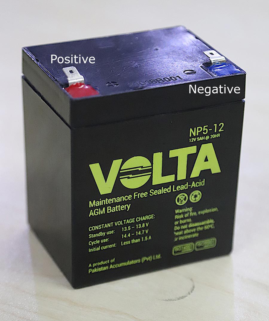 Positive and negative battery terminals.