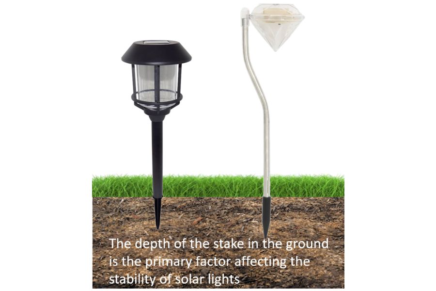 Depth of solar light stake affecting stability