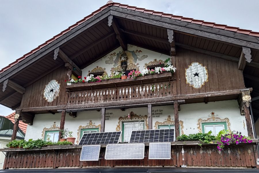 Solar panels hanged on apartment balcony