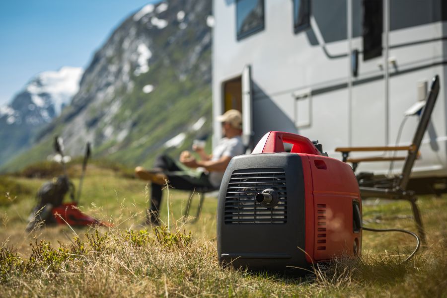 Using portable gasoline generator while camping