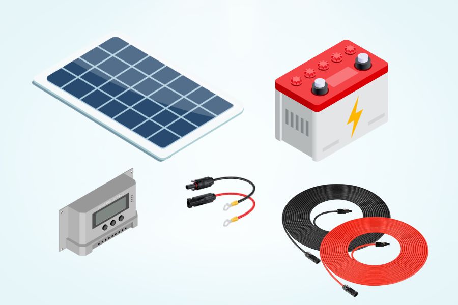 Components for Connecting Solar Panels to a 12V Battery