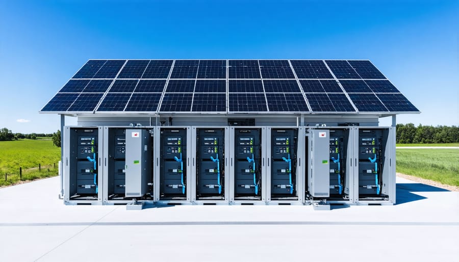 Large-scale battery storage system with multiple stacked battery units