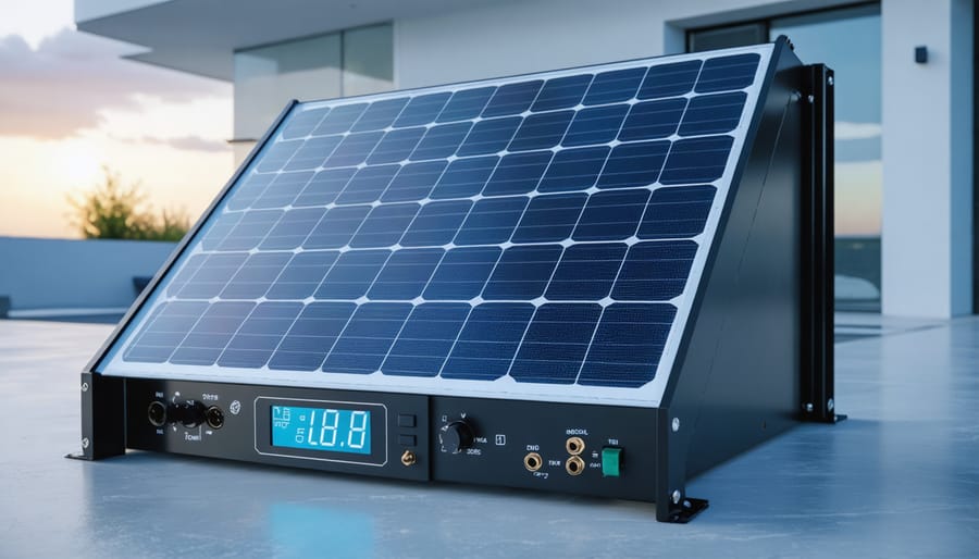 Detailed view of solar charge controller cooling system and heat sink