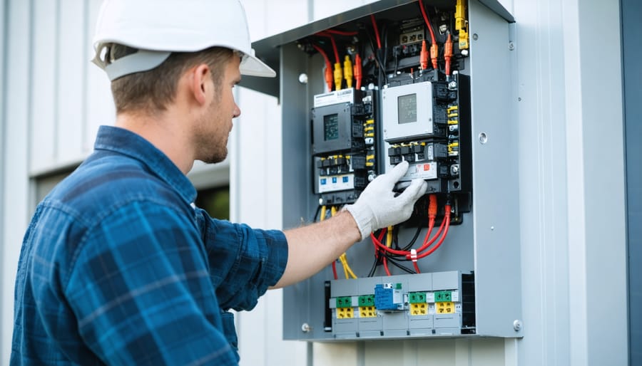 Technician installing solar charge controller with proper technique