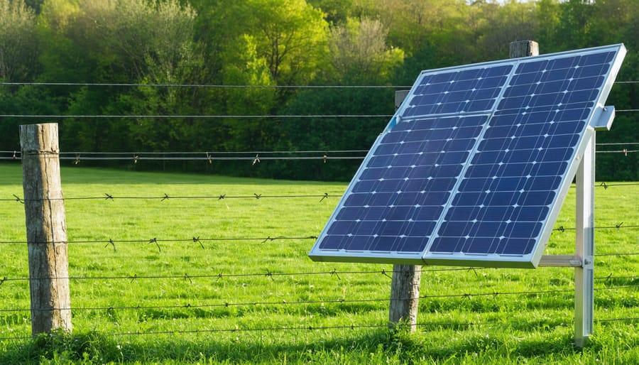 Person performing maintenance check on electric fence connection