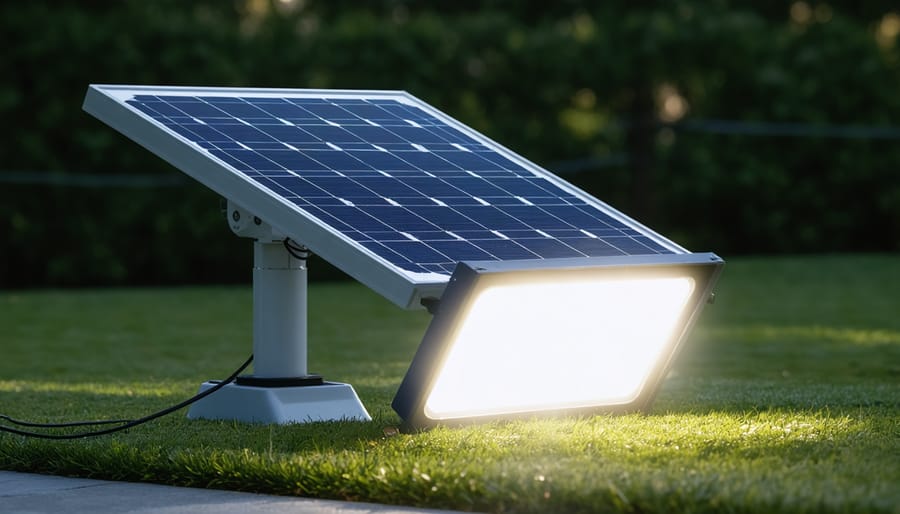 Solar light panel being positioned at correct angle in direct sunlight