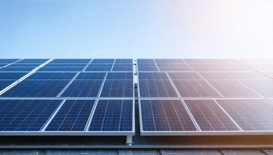 Infrared thermometer measuring attic temperature on wooden rafters