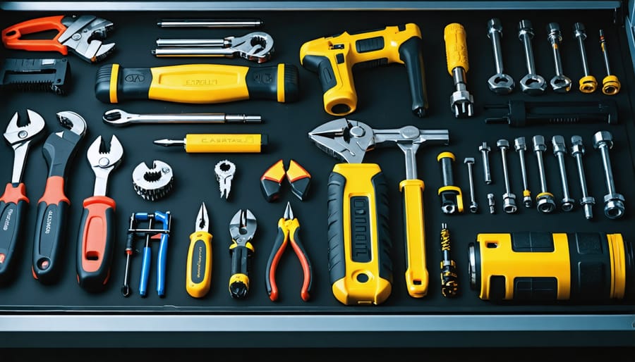 Organized pegboard display of generator maintenance tools and replacement parts