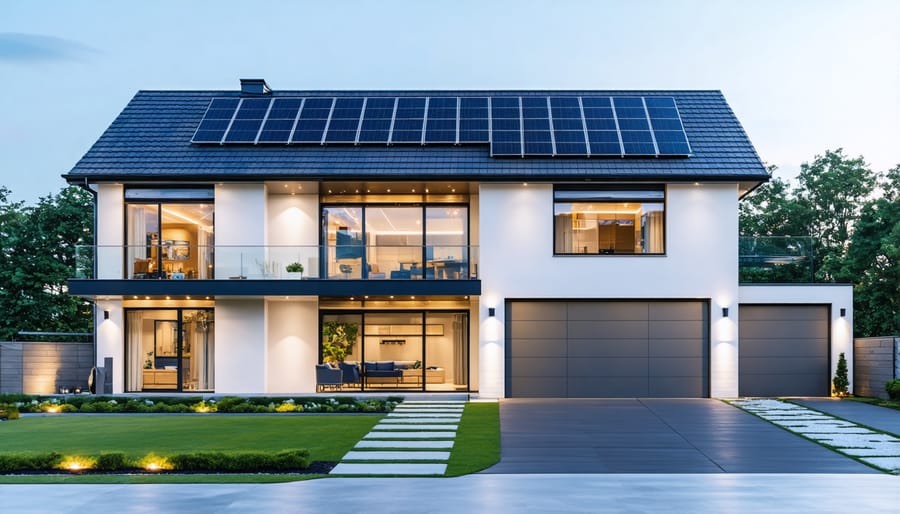 Residential battery storage system installation on garage wall