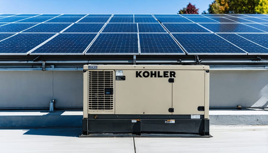Kohler residential backup generator installed beside home exterior