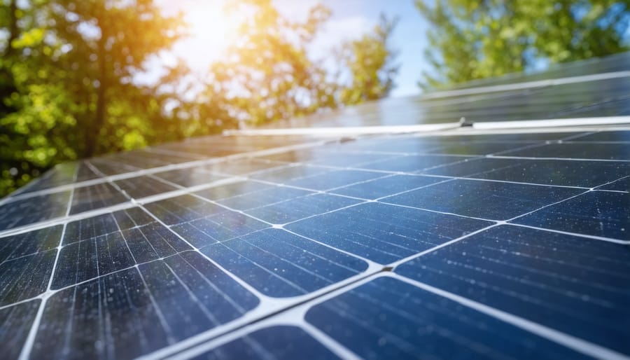 Solar maintenance tools and equipment arranged on workbench including inverter and hand tools