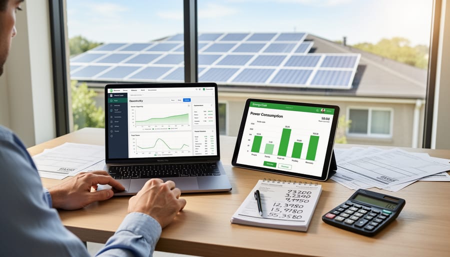 Person measuring home electricity consumption with digital power meter