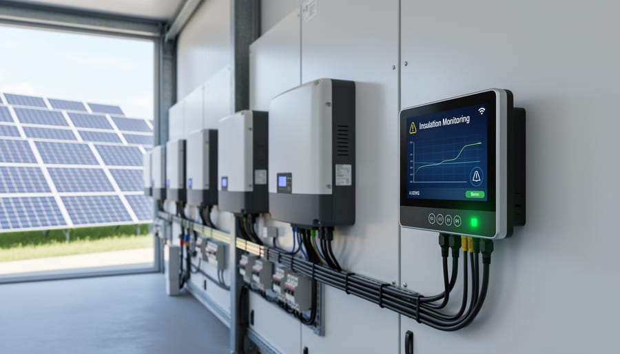 Insulation monitoring device mounted on electrical panel with digital display