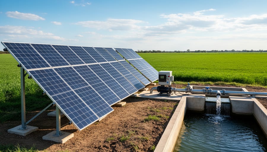 Person adjusting solar panel angle for optimal sun exposure in garden installation