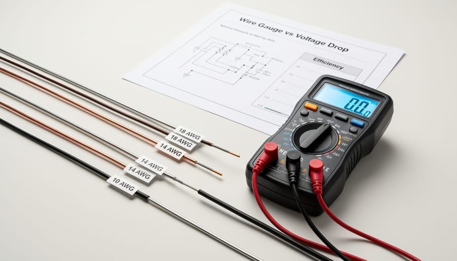 Solar cables in various AWG sizes showing wire gauge differences