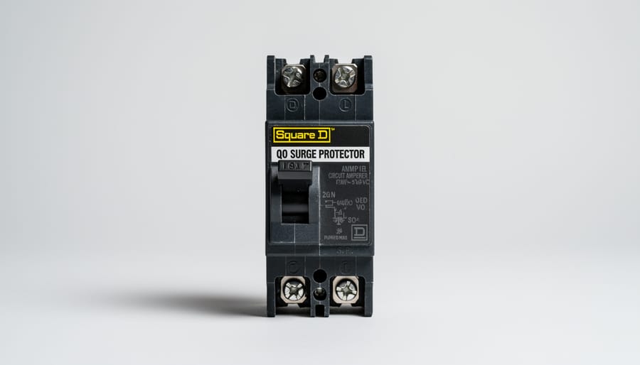 Square D QO surge protector breaker mounted in electrical panel