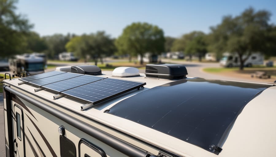 Side-by-side comparison of rigid and flexible solar panels