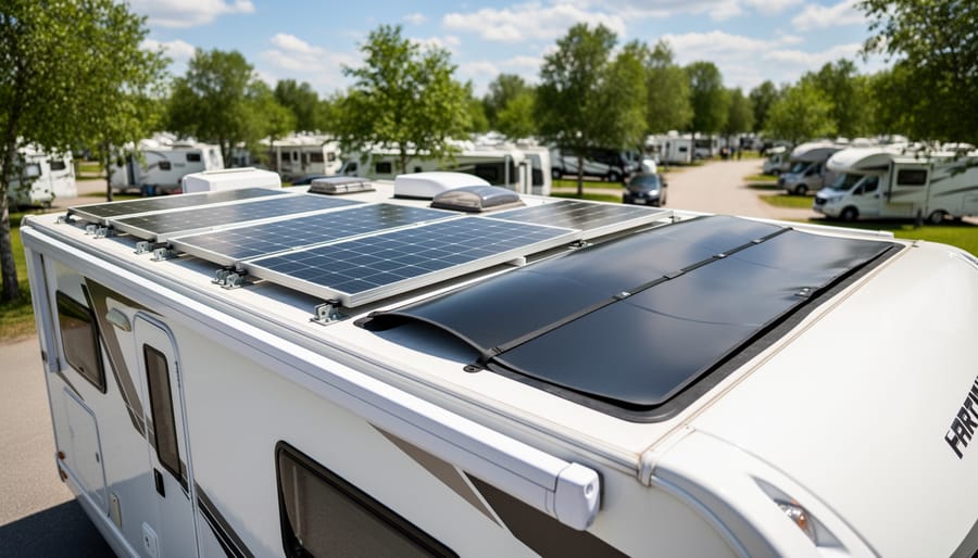 Side-by-side comparison of rigid and flexible RV solar panels