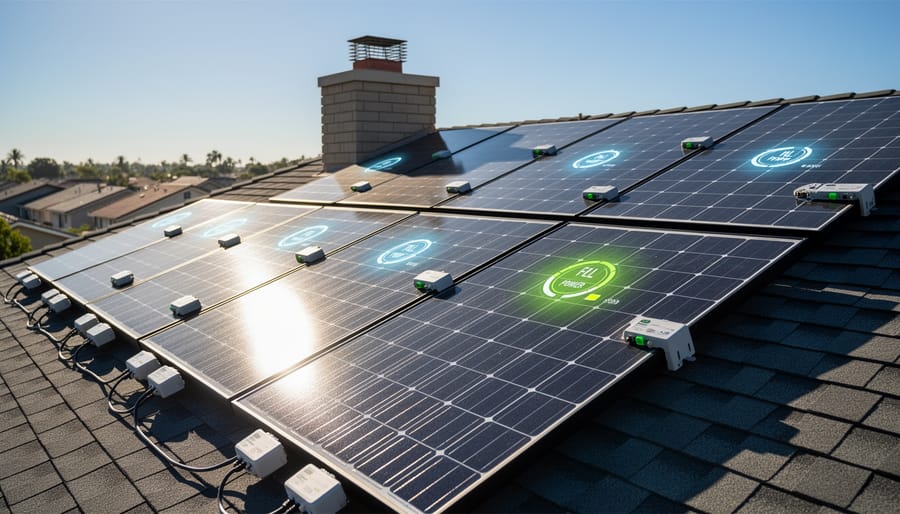 Power optimizer devices installed on the back of residential solar panels